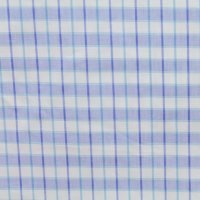 Перкаль пестроткань сорочечная 150 см хлопок 100%, 120 г/м² голубой, зелёный  клетка 8*8 мм на белом