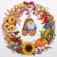 Набор для вышивания с бисером "венок изобилия" 32х32 см    
