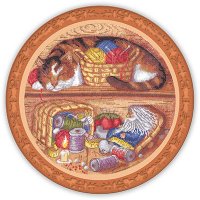 Набор для вышивания с бисером "домовой - помощник по хозяйству" 24х24 см    