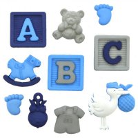 Пуговица декоративная новорожденный пластик голубой, бежевый  игрушки 