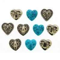 Пуговица декоративная серебряные сердечки пластик серебряный  сердце 