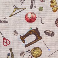 Вафельная  150 см хлопок 100%, 175 г/м&sup2; коричневый  рукоделие на серо-розовом