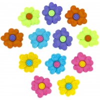Пуговица декоративная 12 шт., пластик разноцветный  цветы 
