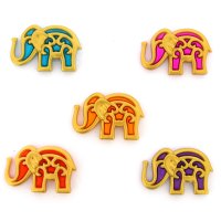 Пуговица декоративная 5 шт., пластик разноцветный, золотой  слон 