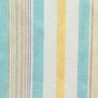 Пестротканная  180 см лён 30%, хлопок 70%, 132 г/м&sup2; бирюзовый, жёлтый  полосы на белом