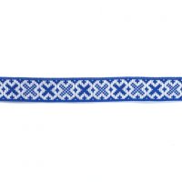 Лента жаккардовая  "9502" 1.8 см полиэфир 100% белый  крестики на синем