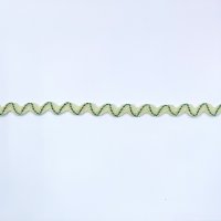 Тесьма зиг-заг (вьюнчик)  0.5 см полиэстр, металл бледно-зелёный, зелёный   