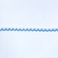Тесьма зиг-заг (вьюнчик)  0.5 см полиэстр 100% белый, голубой   