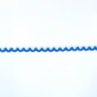 Тесьма зиг-заг (вьюнчик)  0.5 см полиэстр 100% белый, синий   