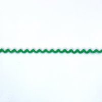 Тесьма зиг-заг (вьюнчик)  0.5 см полиэстр 100% белый, зелёный   