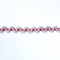 Тесьма зиг-заг (вьюнчик)  1.5 см лён 68%, полиэстр 32% льняной, красный   