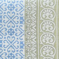 Вафельная  50 см хлопок 100%, 162 г/м&sup2; голубой, болотный  орнамент на белом