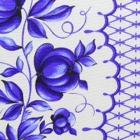 Вафельная  50 см хлопок 100%, 175 г/м&sup2; синий  цветы на белом
