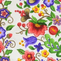 Дорожка  "маруся" 50 см хлопок 100%, 228 г/м² разноцветный  цветочный орнамент, вышивка на белом