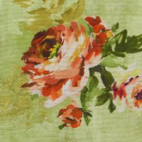Сетка  "роза фреска" 150 см хлопок 100% розовый, горчичный, зелёный  розы, восточные огурцы на зелёном