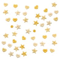 Пуговица декоративная микро 40 шт., 0,4, 0,7, 0,8 см, пластик жёлтый  звёздочка, сердечко 
