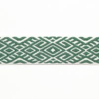 Лента жаккардовая  2.2 см полиэстр 100% зелёный  орнамент на белом