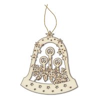 Декорации деревянные "колокольчик со свечами" 9 см, дерево    