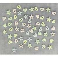 Пуговица декоративная микро 40 шт., 0,4, 0,7, 0,8 см, пластик разноцветный пастельный  звёздочка, сердечко 