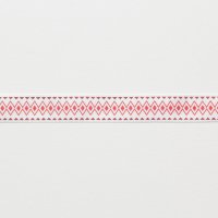 Лента атласная с рисунком 1.2 см  красный, тёмно-красный  орнамент на белом