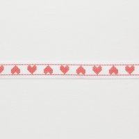Лента атласная с рисунком 1.2 см  красный  сердечко на белом