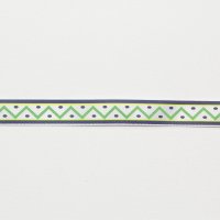 Лента атласная с рисунком 1.2 см  синий, зелёный  горошек, полоска на белом