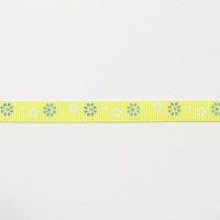 Лента репсовая с рисунком 1 см  белый, голубой  цветочек на жёлтом