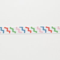 Лента репсовая с рисунком 1.2 см полиэстр 100% красный, зелёный, голубой, розовый  орнамент на белом