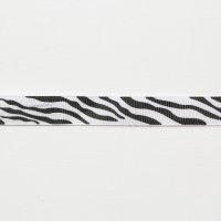 Лента репсовая с рисунком "зебра" 1.2 см полиэстр 100% чёрный  полосы на белом