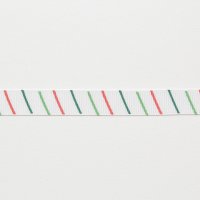 Лента репсовая с рисунком 1.2 см полиэстр 100% красный, зелёный, светло-зелёный  полоска на белом