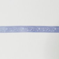 Лента атласная с рисунком 1.2 см полиэстр 100% белый  звёздочка на фиолетово-голубом