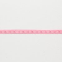 Лента атласная с рисунком 0.6 см полиэстр 100% розовый  следы на розовом