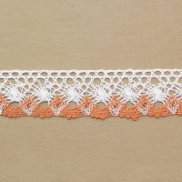 Кружево  3.5 см хлопок 100% белый, терракотовый   