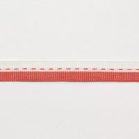 Лента прикладная  1.5 см полиэстр 100% красный  полоска, стёжка на белом