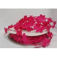 Лента декоративная фигурная 1.8 см полиэстр 100% тёмно-розовый  бабочка, цветочек 