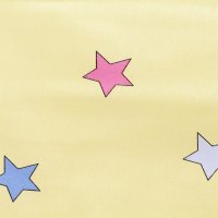 Бязь  150 см хлопок 100%, 142 г/м&sup2; синий, розовый  звезда на жёлтом