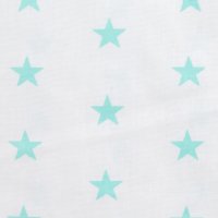 Бязь  150 см хлопок 100%, 125 г/м&sup2; мятный  звезда на белом