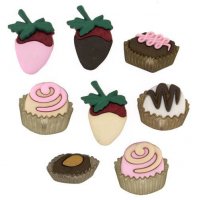 Пуговица декоративная клубника со сливками   