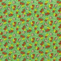 Хлопок  110 см хлопок 100%, 220 г/м&sup2; красный, жёлтый  цветочек на светло-зелёном
