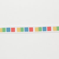 Лента репсовая с рисунком 1.2 см полиэстр 100% красный, зелёный, тёмно-голубой, жёлтый  квадрат на белом