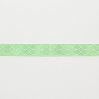 Лента репсовая с рисунком 1.2 см полиэстр 100% белый  орнамент на светло-зелёном