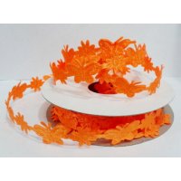 Лента декоративная фигурная 1.8 см полиэстр 100% оранжевый  бабочка, цветочек 