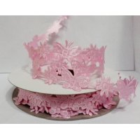 Лента декоративная фигурная 1.8 см полиэстр 100% светло-розовый  бабочка, цветочек 