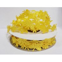 Лента декоративная фигурная 1.8 см полиэстр 100% жёлтый  бабочка, цветочек 