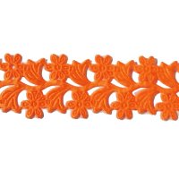 Лента декоративная фигурная 3.5 см полиэстр 100% оранжевый  цветочек 